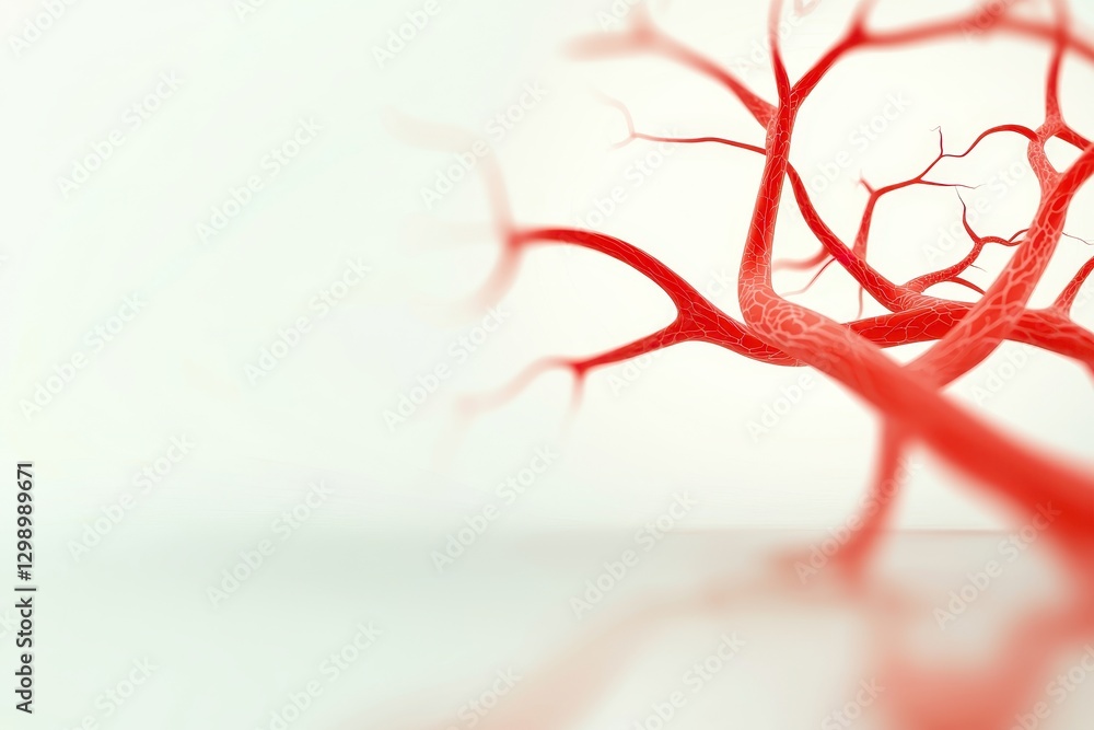 Aufkleber abstract red branches on a soft white background, creating a striking visual contrast.