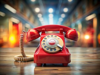 Tilt-Shift Red Retro Phone Ringing - 3D Rendered Vintage Telephone Image