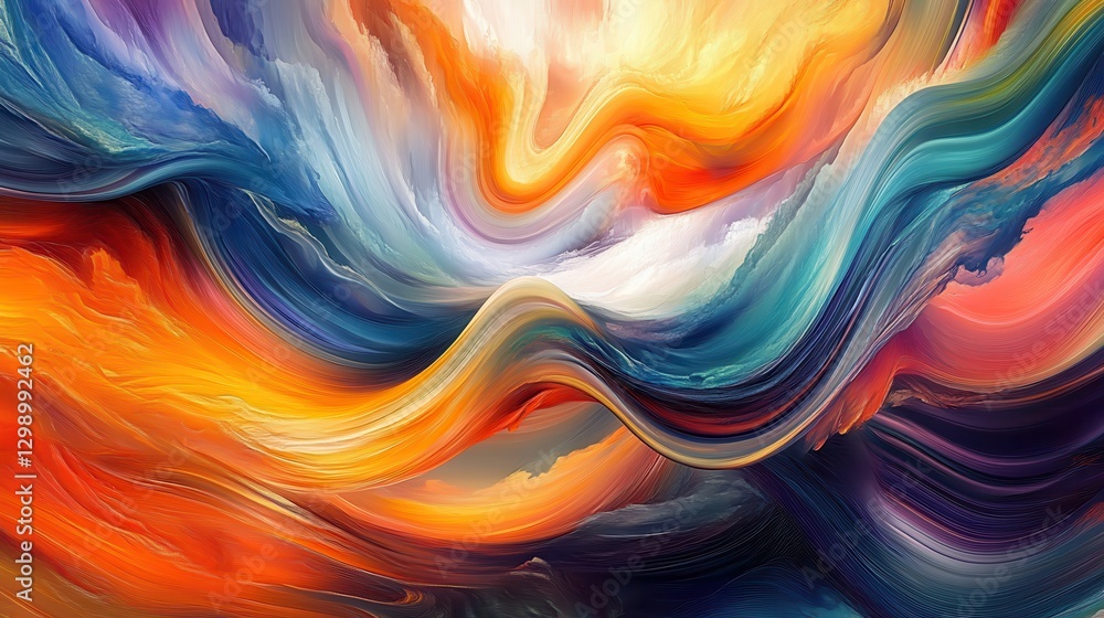 Poster a dynamic and colorful abstract background with flowing shapes and bright hues, evoking a sense of c