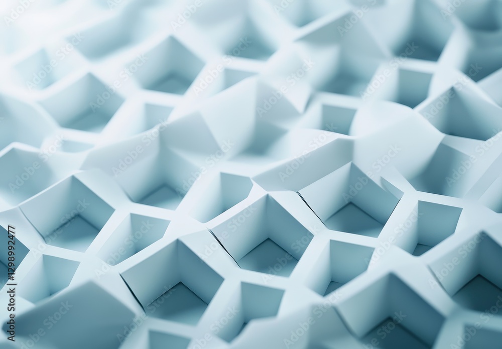 Poster intricate close-up of textured white surface with geometric patterns and 3d shapes for modern design