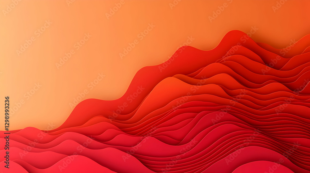 Poster abstract red orange gradient wave pattern layered surface design with modern geometric background