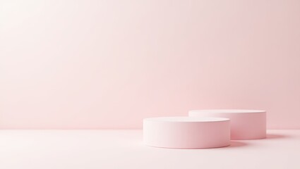 Minimalist pink podium display with soft pastel background for product presentation or branding