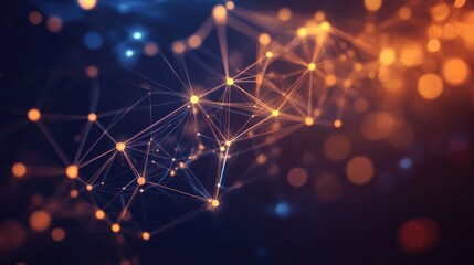 Fototapeta premium Geometric abstract background with dots and lines connecting molecules. Digital technology background and network connection.