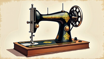  Vintage Sewing Machine Symbolizing Craftsmanship and Creativity