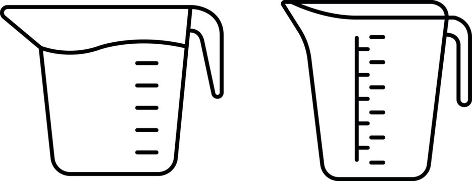 "Measuring Cup Icon Set - Thin Line Outline Vector Collection"