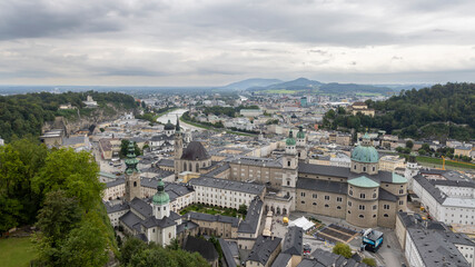 Naklejka premium Scenic view from fortress Hohensalzburg in historic city of Salzburg inAustria