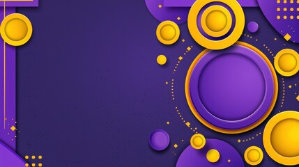 Fototapeta premium Abstract Purple and Yellow Geometric Design A vibrant and modern background featuring overlapping circles and shapes in shades of purple and yellow