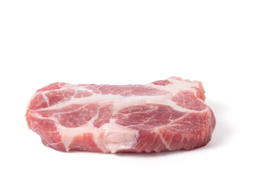 Fresh red pork, cut into pieces. isolated on white background.