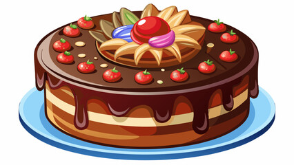 Tasty chocolate cake isolated on white background