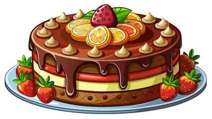 Tasty chocolate cake isolated on white background