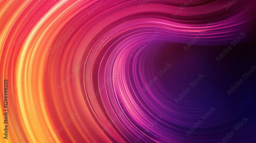 Poster fantasy abstract colorful background featuring lines with a red to orange to purple gradient and a c