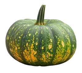 Green and yellow pumpkin isolated on transparent background