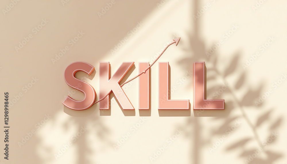Poster skill development growth 3d rendered text with upward trend