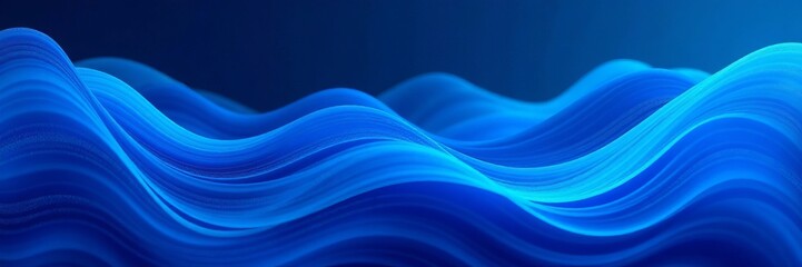 Fototapeta premium - Digital illustration of flowing blue gradient patterns, Gradient, wave, digital artwork