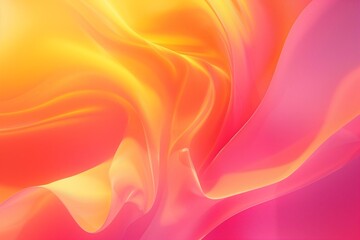 3D render of a colorful abstract background with pink and yellow colors, flowing fabric, and soft lighting.