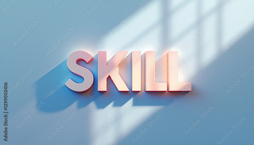 Poster skill word 3d render with sunlight and shadows