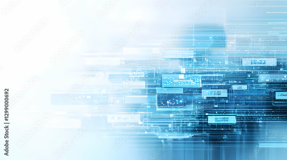 Poster abstract digital technology background with blue lines and glowing light display