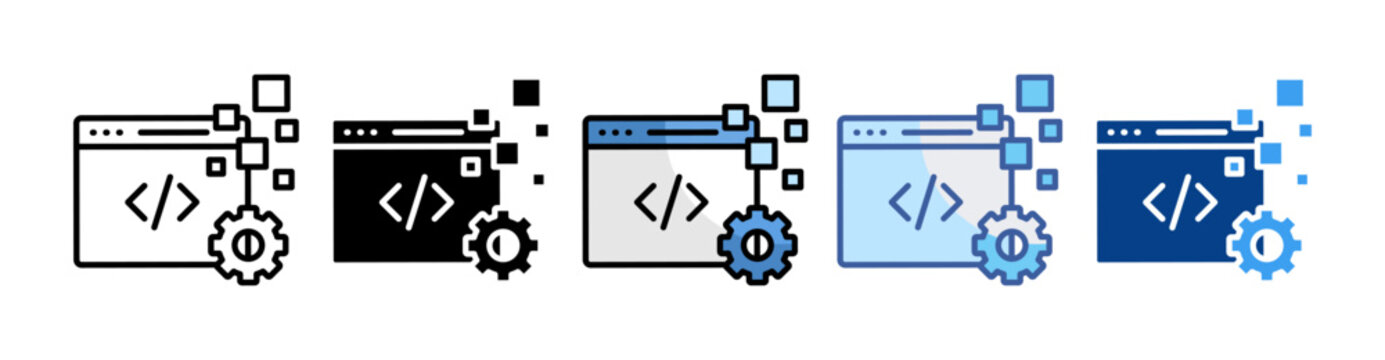 Software Code Icon Set Multiple Style Collection