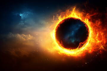 Naklejka premium Fiery Solar Eclipse in a Dramatic Sky