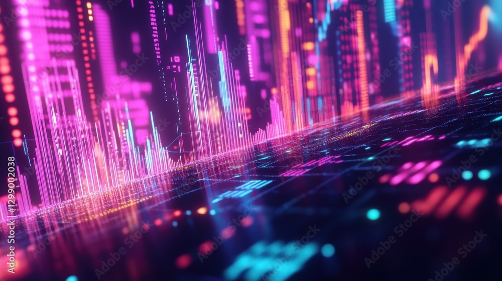 Aufkleber vibrant abstract representation of financial data with colorful graphs and digital elements, ideal f