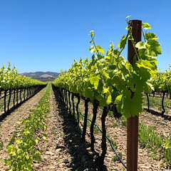 "A Vineyard in Spring, with New Green Leaves on the Vines, Rows Extending to the Horizon, Hopeful and Abundant"