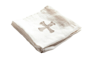A Sacred White Napkin with a Faintly Imprinted Ash Cross, Representing Devotion and Purity Isolated on transparent background.