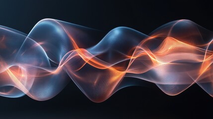 Obraz premium close up horizontal image of a transparent geometrical glowing abstract shapes