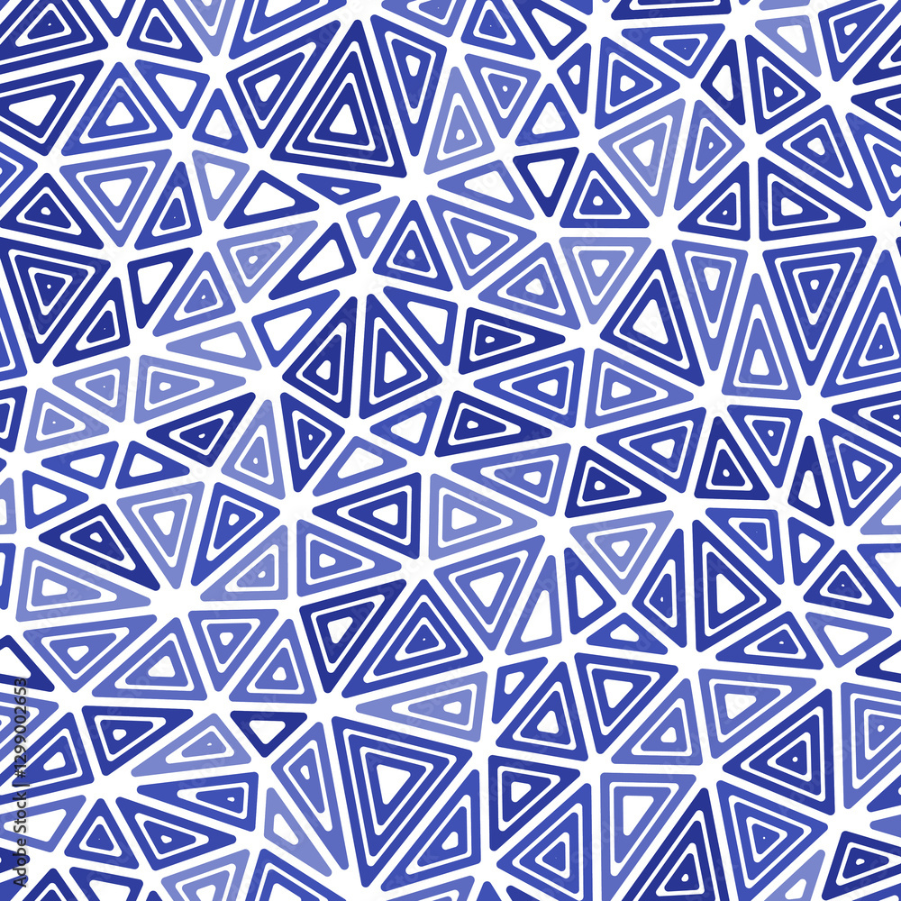 Poster geometric pattern. multiple repeated inner triangles. medium triangles size. mono tone style. seamle