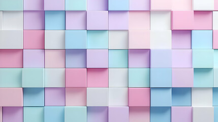 Abstract Cubes Patterned Wall Composed Of Pastel Colors And Varying Tones