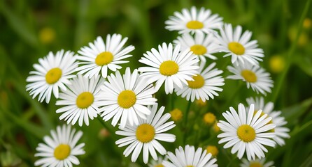 Obraz premium Bunch of white daisies in a green field