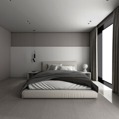 3d render of modern hotel room bedroom