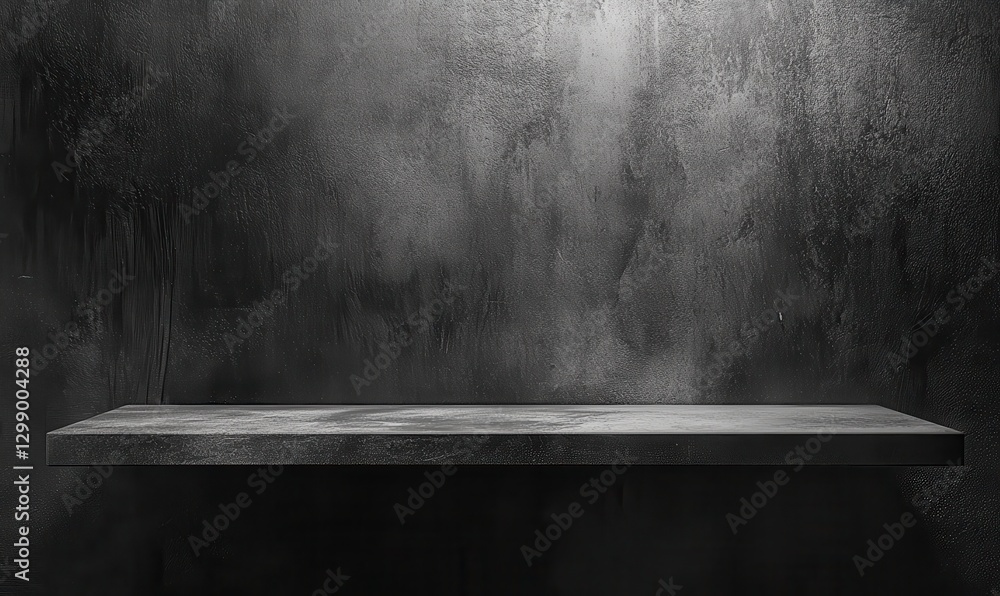 Aufkleber minimalist empty shelf against dark grunge background for displaying products or decor in modern int