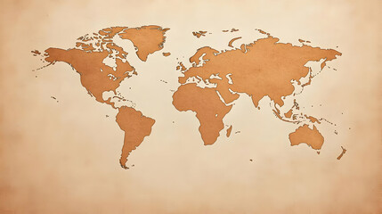 Pixelated Brown World Map On Aged Paper Texture Background