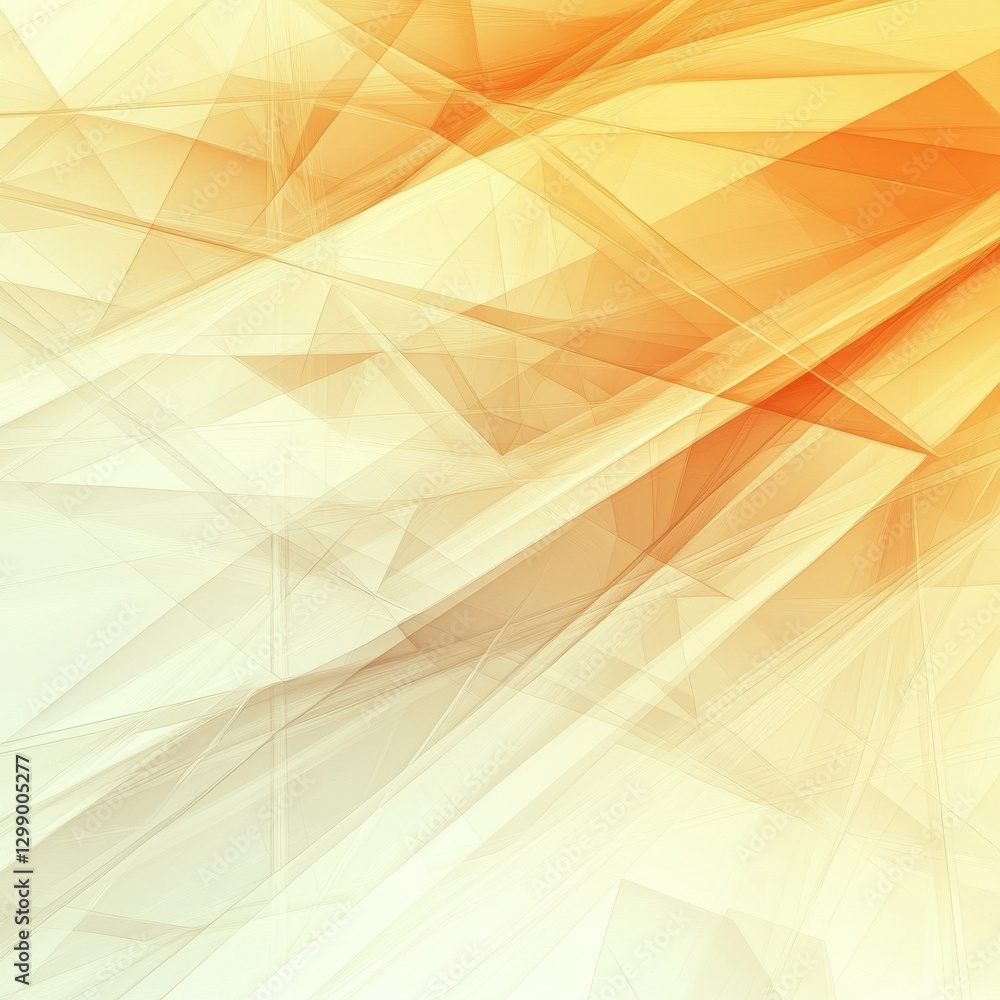 Poster technology abstract fractal lines background with low poly pattern, yellow orange and white color.