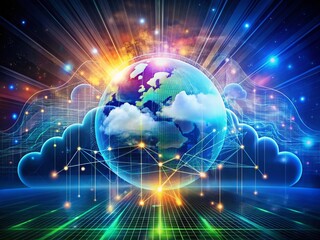 Fototapeta premium Secure Cloud Data Storage: Global Network Backup & Infrastructure Solution