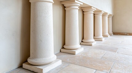 Cream Stone Columns and Beige Wall in Architectural Setting