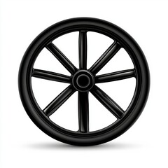Obraz premium Black Wooden Wagon Wheel with Eight Spokes on White Background