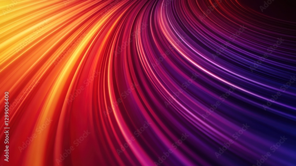 Poster fantasy abstract colorful background featuring lines with a red to orange to purple gradient and a c