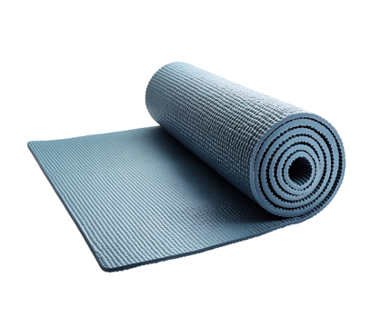 Rolled out yoga mat on transparent background. Ideal for fitness, exercise and meditation. Isolated on transparent background. high resolution PNG file