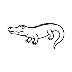 crocodile silhouette line art vector illustration