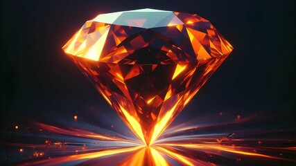 abstract shiny bright big transparent orange diamond gemstone in an abstract dark fantasy background

