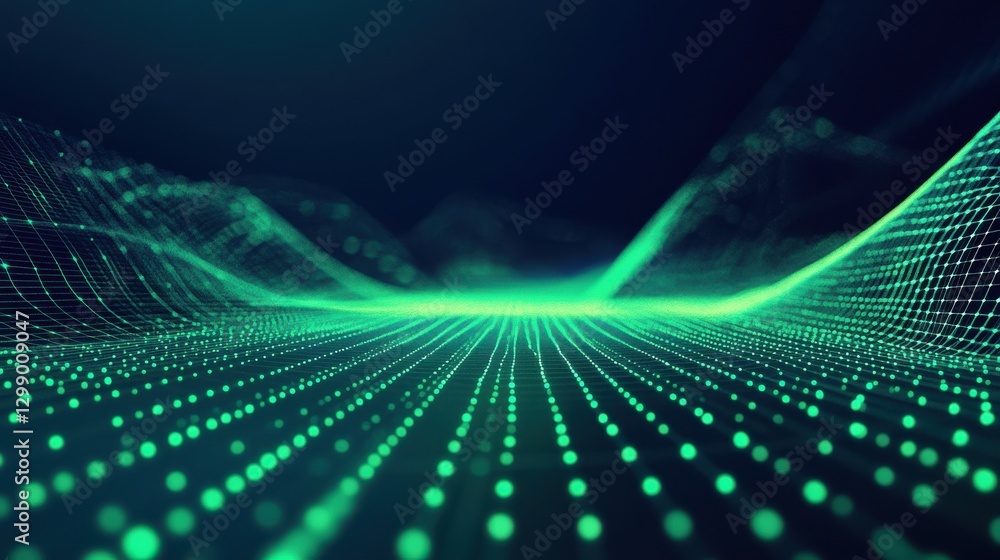 Poster a vector illustration of a fast-paced technology concept, flat colors with a gradient from black to 
