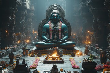 Lord Shiva is honored at the Hindu festival of Maha Shivratri. Maha Shivratri Illustration. Generative Ai