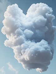 Abstract cloud formation against pale blue sky, ethereal atmosphere