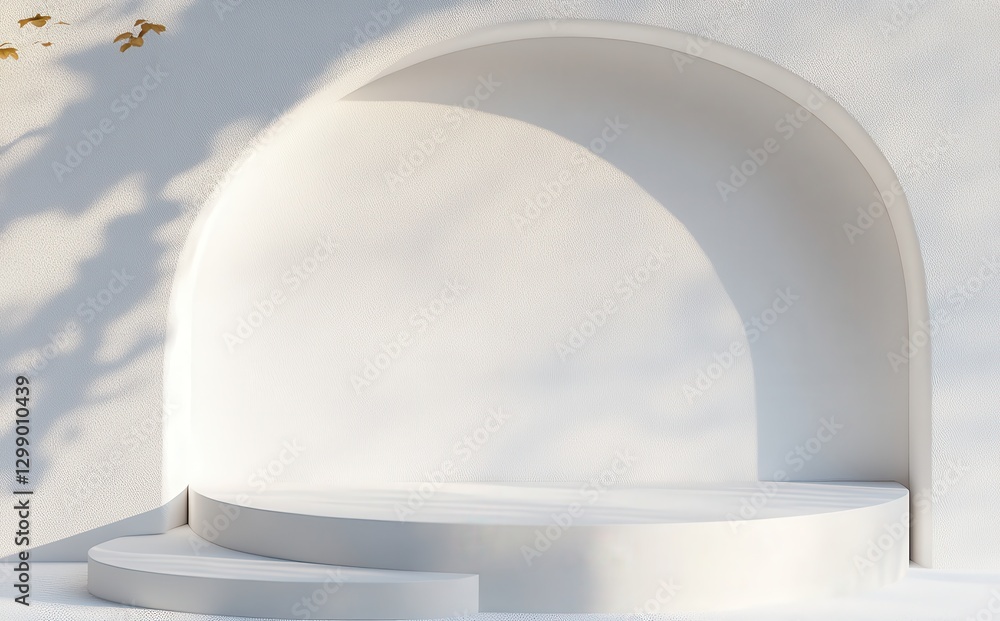 Poster minimalistic white architectural backdrop with soft shadows and gentle curves perfect for product sh