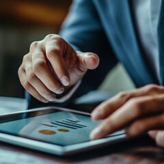 close up of businessman using tablet