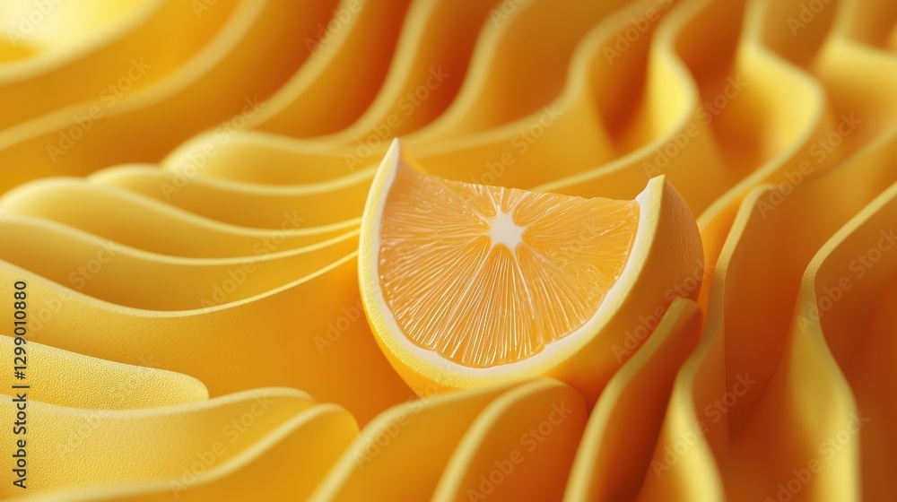 Aufkleber 3d abstract yellow pattern paper illustration orange shape 3d rendering color cgi bright color close