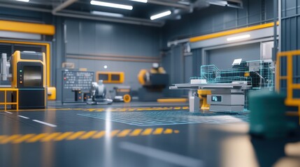 A digital twin or AI powered simulation model assisting in the design and development process of a new product or prototype with ample copy space for text overlay or branding