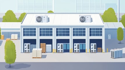 Modern Industrial Warehouse with Loading Docks