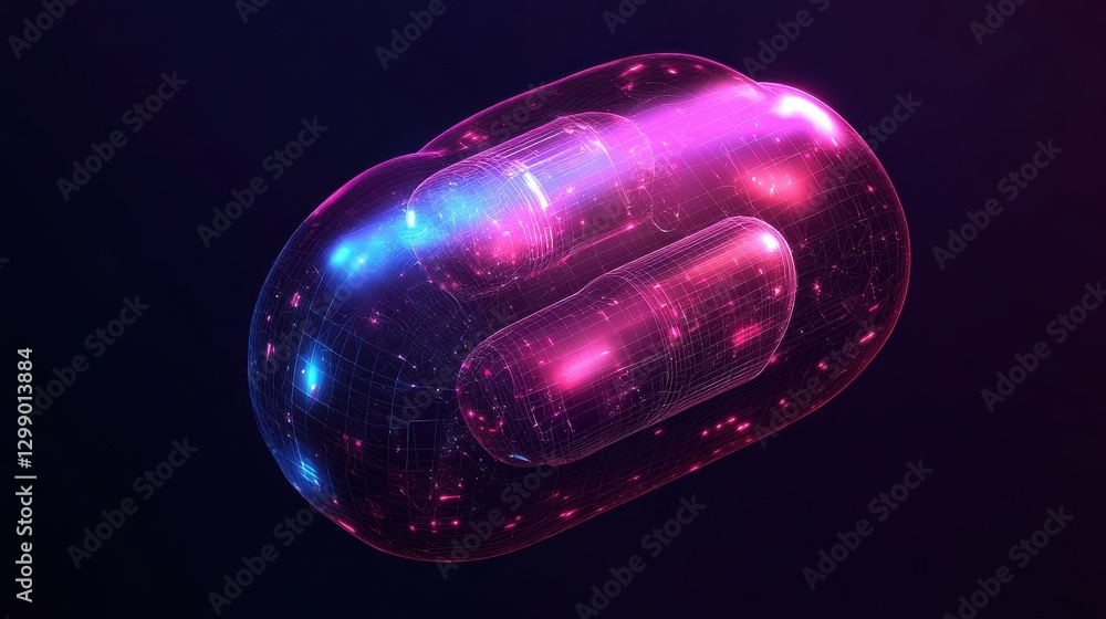 Poster bright digital cloud icon with wireframe design on dark background illustrating data storage and com